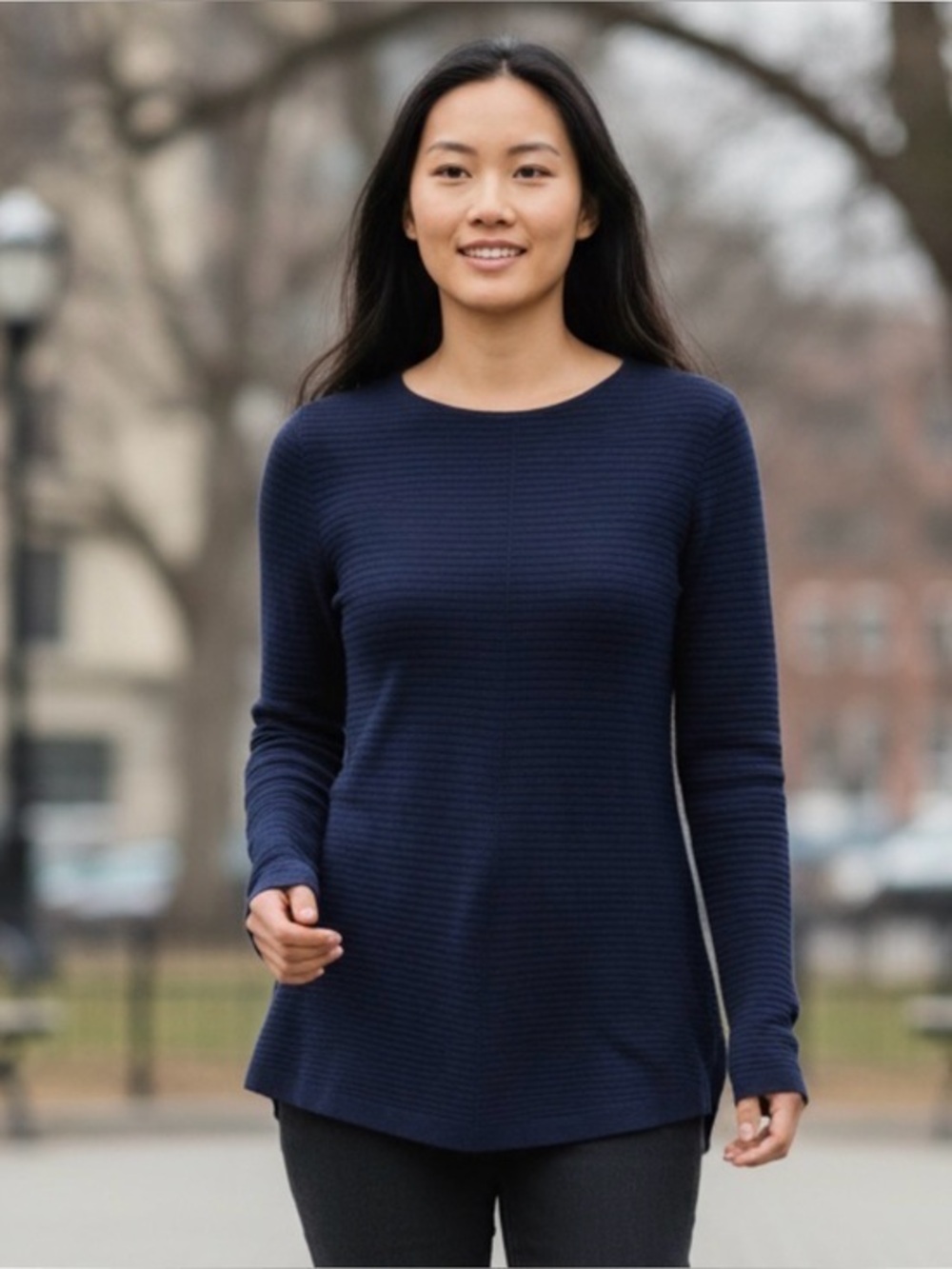 Alfani Blue Ribbed Pullover Sweater Petite